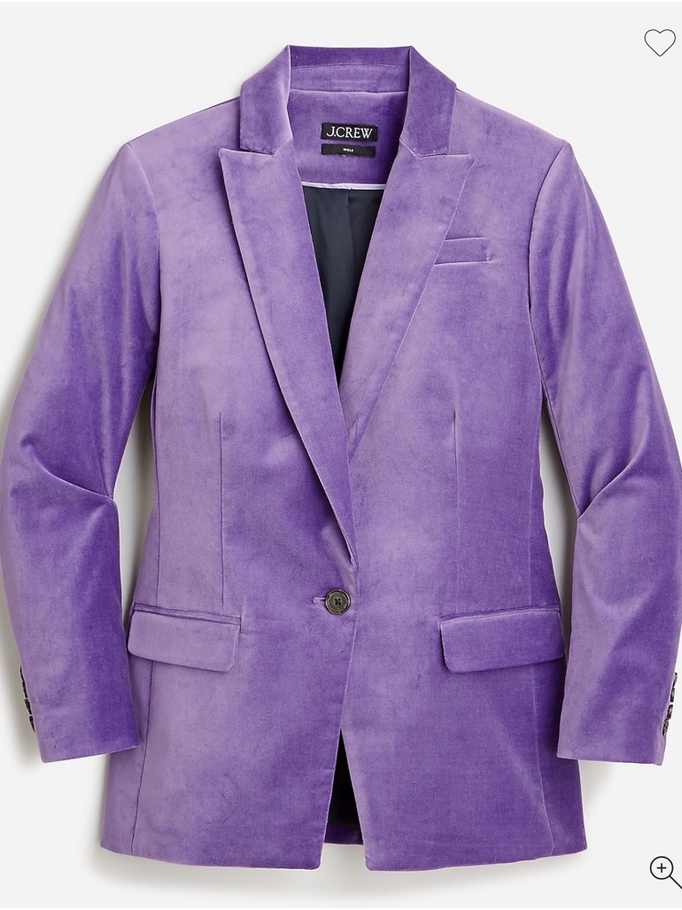 Nwt J. Crew Willa Blazer In Viola Stretch Velvet